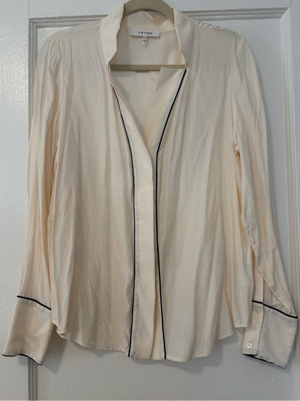 Frame Cream Off White  100% Silk Blouse Shirt M